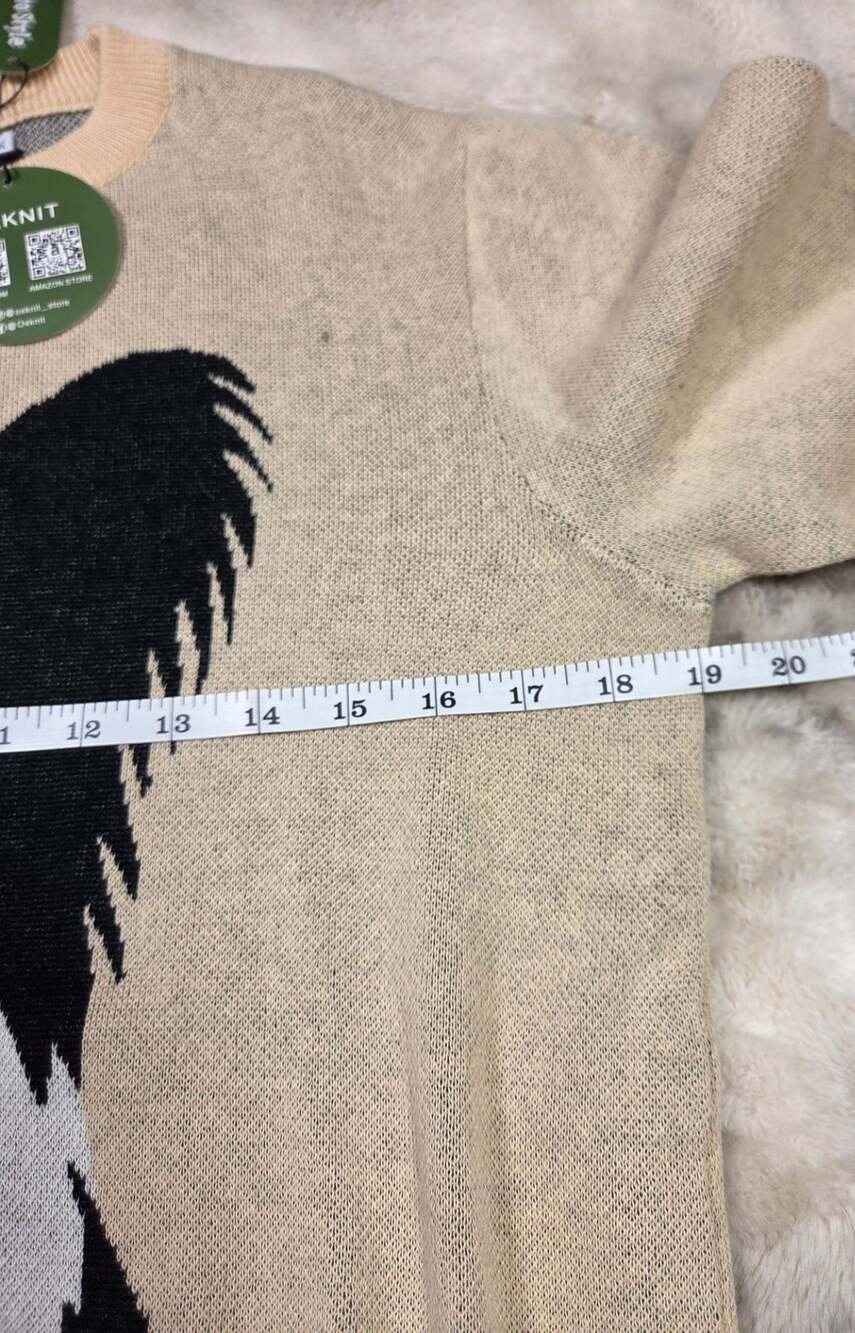 NWT OXKnit Papillon Dog Graphic 100% Cotton Sweater M - Picture 5 of 7